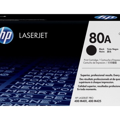 Embalagem de cartucho de impressão HP LaserJet 80A preto
