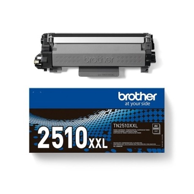 Toner Brother TN2510XXL preto e caixa azul com texto branco