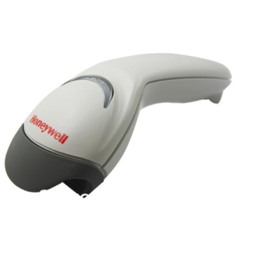 Leitor de código de barras Honeywell branco e preto