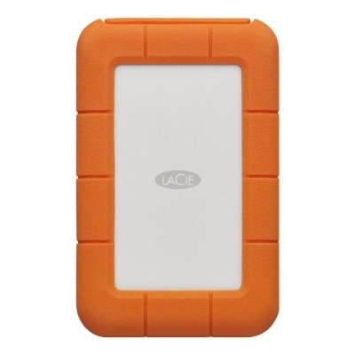 Disco rígido externo LaCie branco com moldura laranja