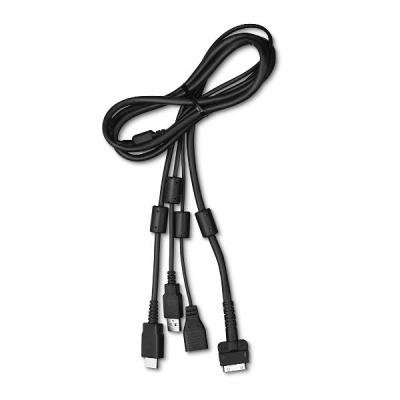 Cabo USB preto com vários conectores