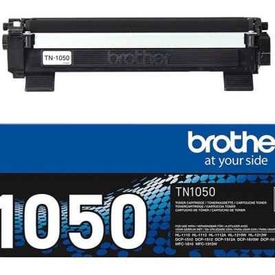 Toner Brother TN-1050 preto e embalagem azul e preta