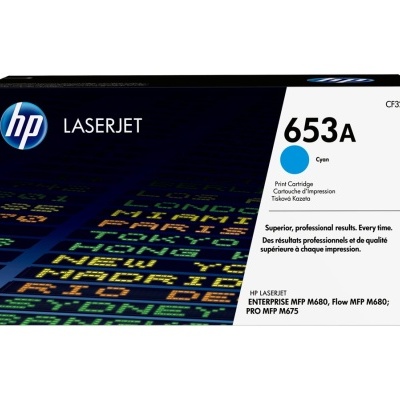 Cartucho de impressão HP LaserJet 653A ciano em caixa