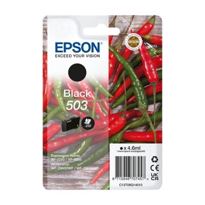 Cartucho de tinta preto Epson 503 com imagem de pimentos vermelhos e verdes