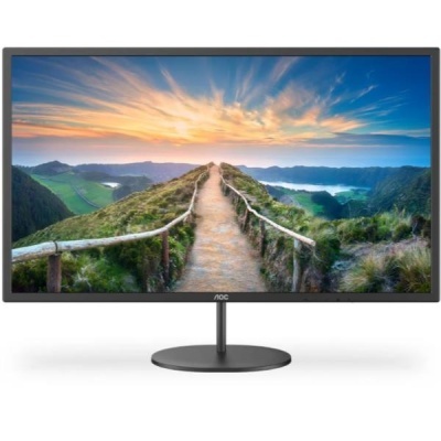 Monitor AOC com ecrã panorâmico a cores e base redonda preta