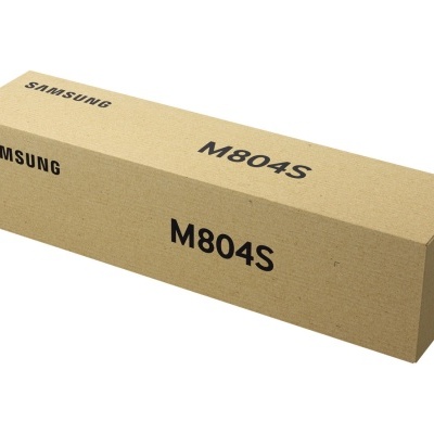 Caixa de cartão castanha com texto preto Samsung M804S