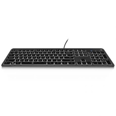 Teclado preto com cabo e teclado numérico