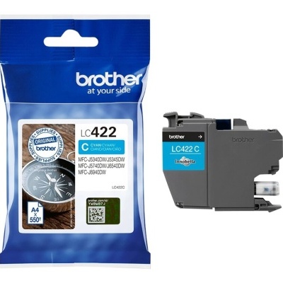 Cartucho de tinta Brother LC422C ciano com embalagem azul