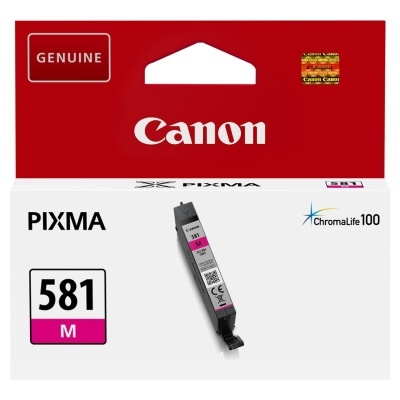 Cartucho de tinta Canon PIXMA 581 M magenta em embalagem