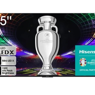 Televisor Hisense 85 polegadas Mini-LED X UHD com logotipo EURO2024
