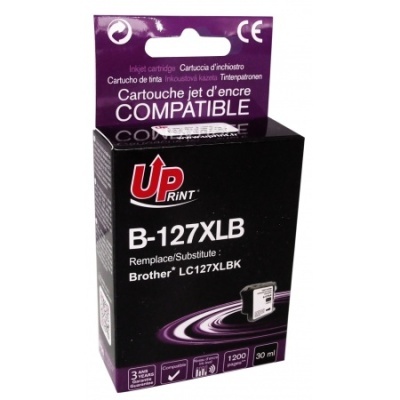 Cartucho de tinta preta compatível Up Print B-127XLB para Brother LC127XLBK em embalagem preto e roxa