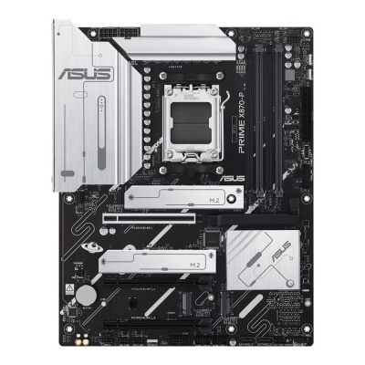 Placa-mãe ASUS PRIME Z690-P preto e prateado com texto ASUS e PRIME Z690-P