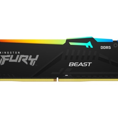 Módulo de memória RAM Kingston FURY BEAST DDR5 preto com iluminação RGB