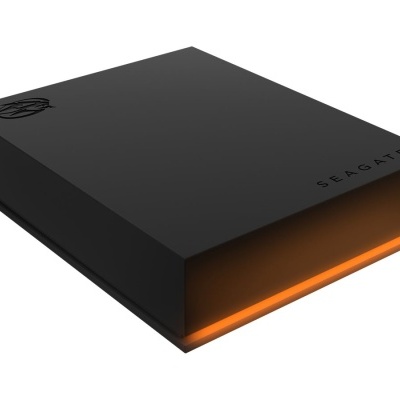 Disco rígido externo Seagate preto com luz laranja