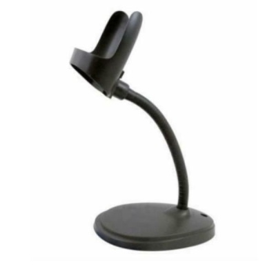 Suporte ajustável preto com base redonda e encaixe em garra