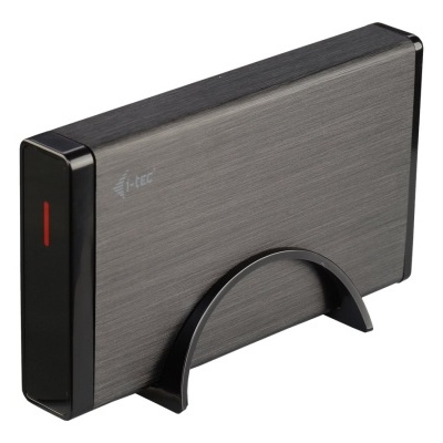 Caixa externa para disco rígido cinza escuro com suporte preto