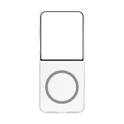 Leitor de música portátil branco com ecrã e disco circular cinza