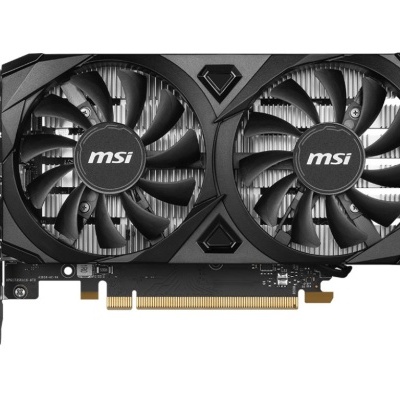 Placa gráfica MSI preta com dois ventiladores grandes