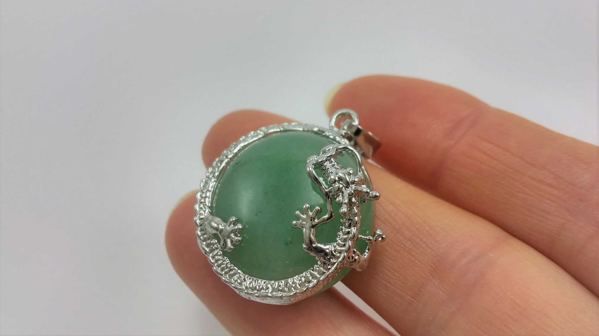 Pendente prateado Aventurina Verde Pendente prateado Aventurina Verde