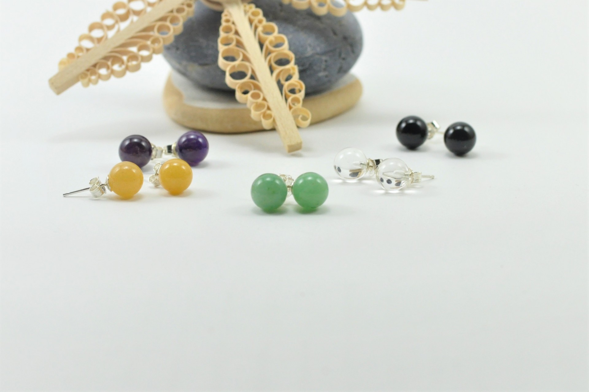 Brincos Bola Aventurina com fecho em PRATA Brincos Bola Aventurina com fecho em PRATA