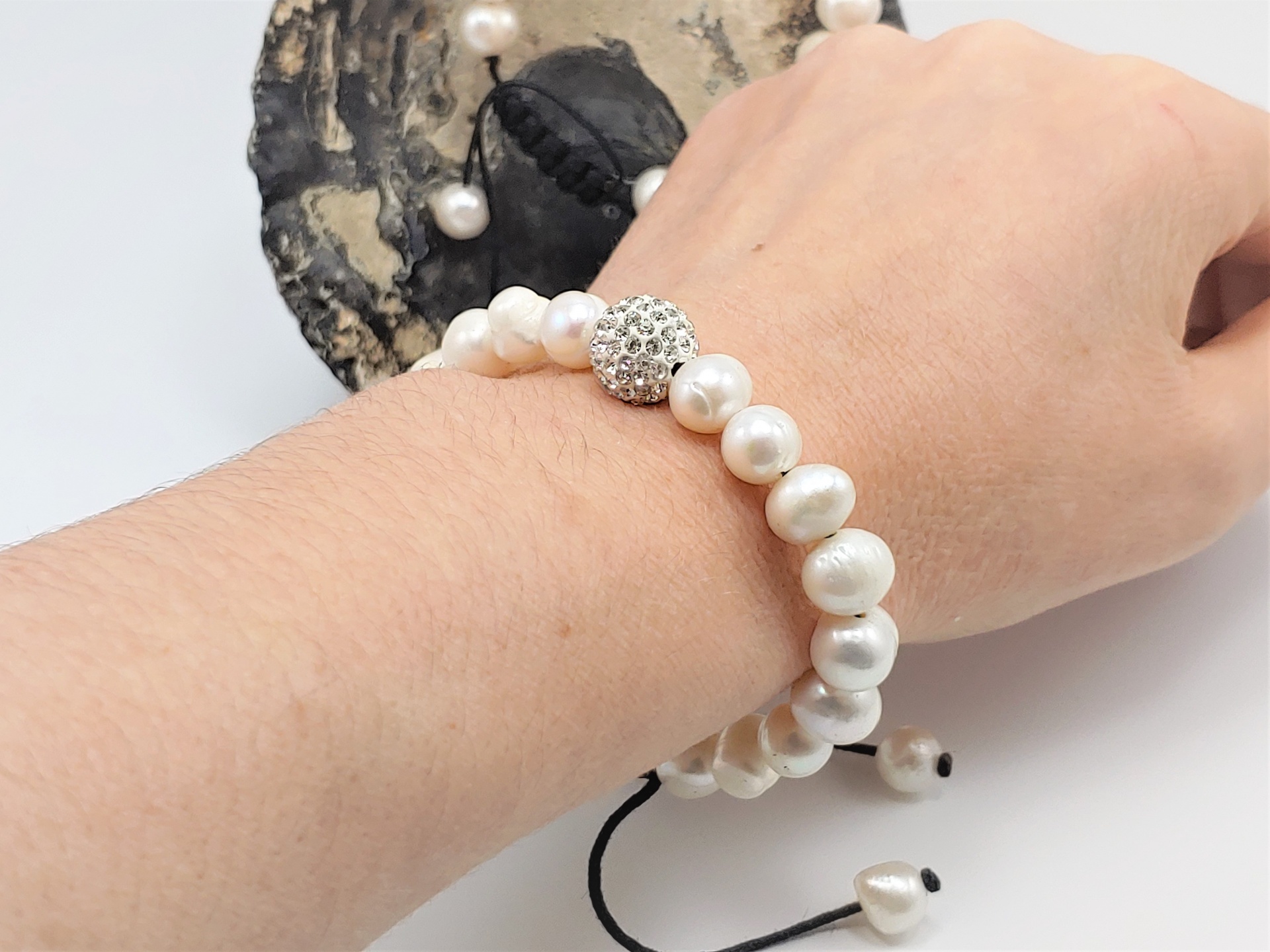 Pulseira ajustável de Pérolas Naturais Pulseira ajustável de Pérolas Naturais