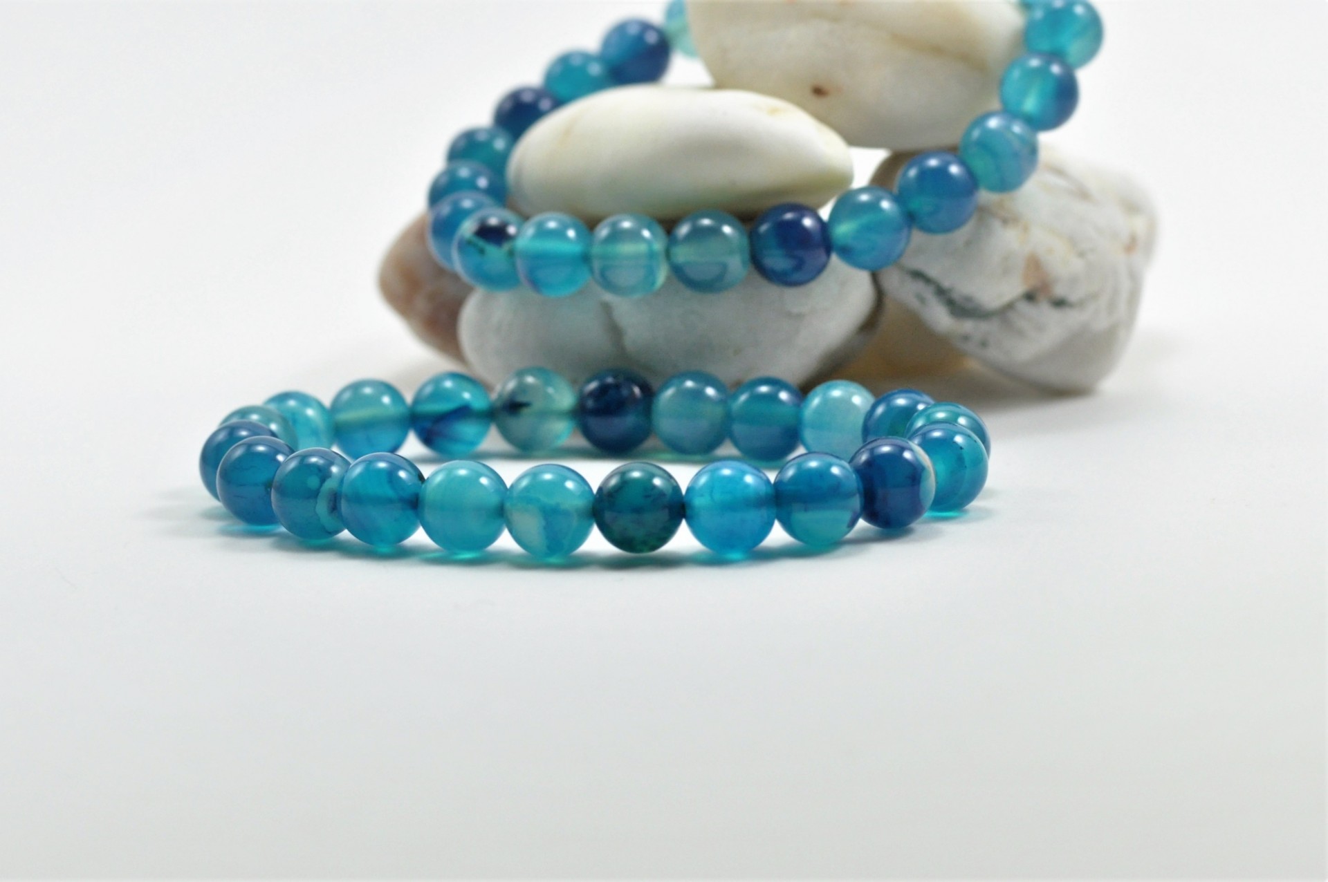 Pulseira de bolas Ágata Azul Pulseira de bolas Ágata Azul