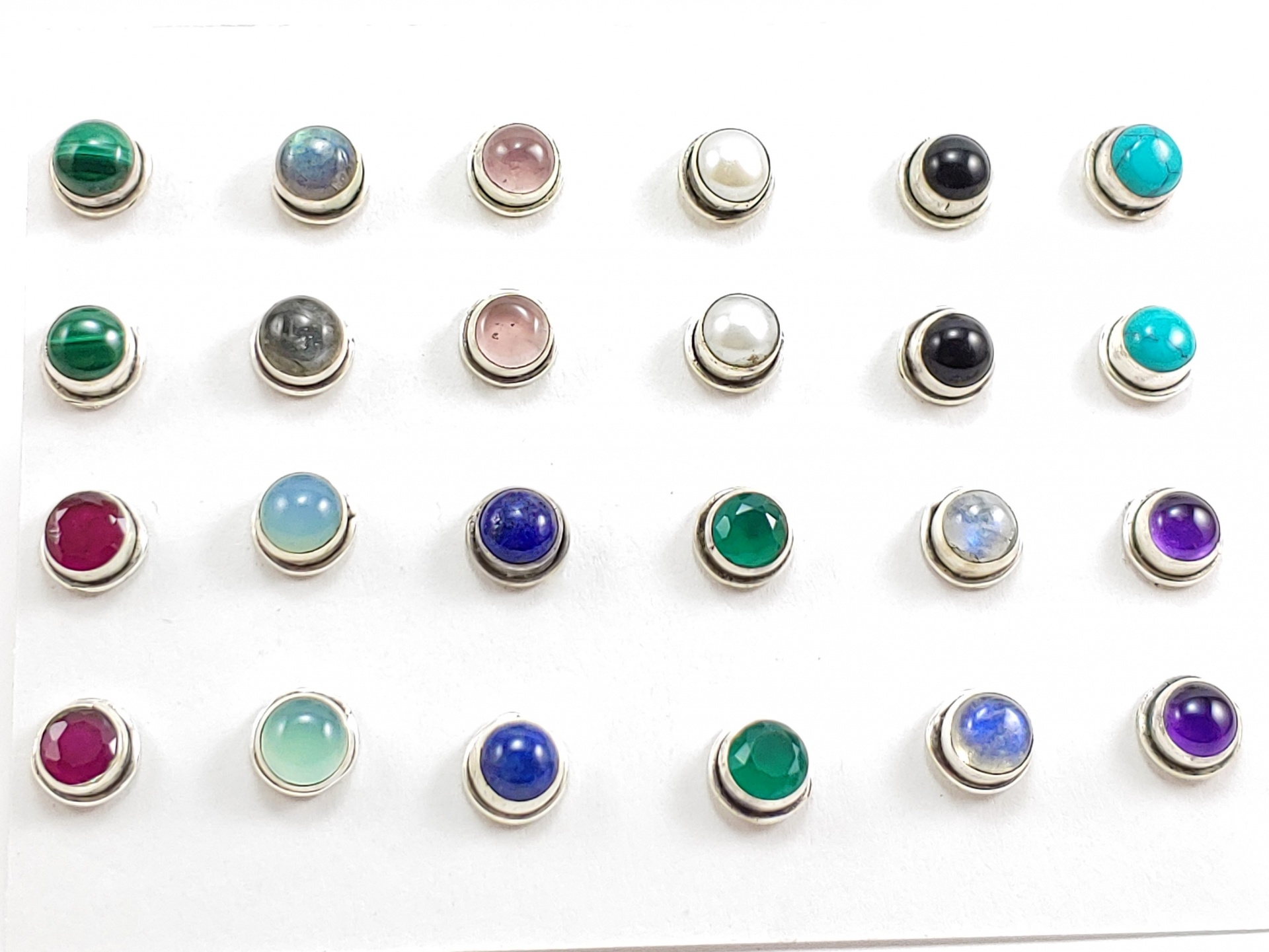 Brincos Prata com Cristais e Pedras Semi-Preciosas Brincos Prata com Cristais e Pedras Semi-Preciosas