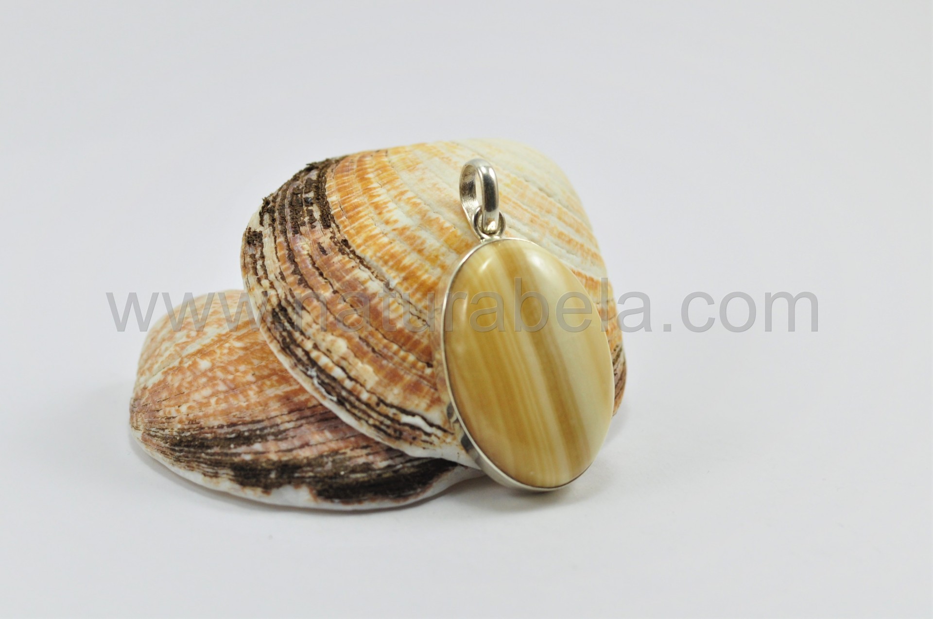 Pendente em prata lisa Oval de Ágata Rendada Pendente em prata lisa Oval de Ágata Rendada