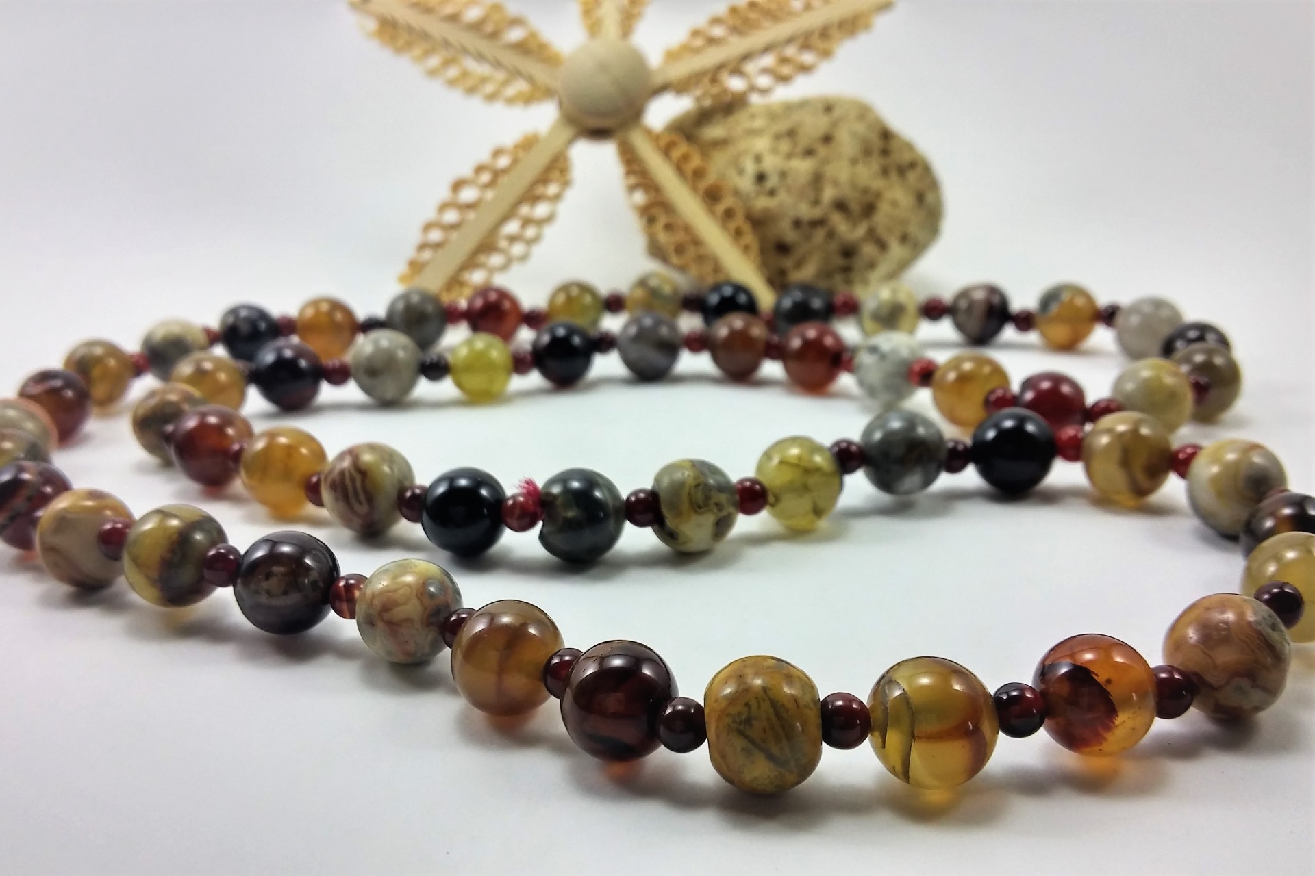 Colar comprido Rústico de Ágata e Jaspe Colar comprido Rústico de Ágata e Jaspe