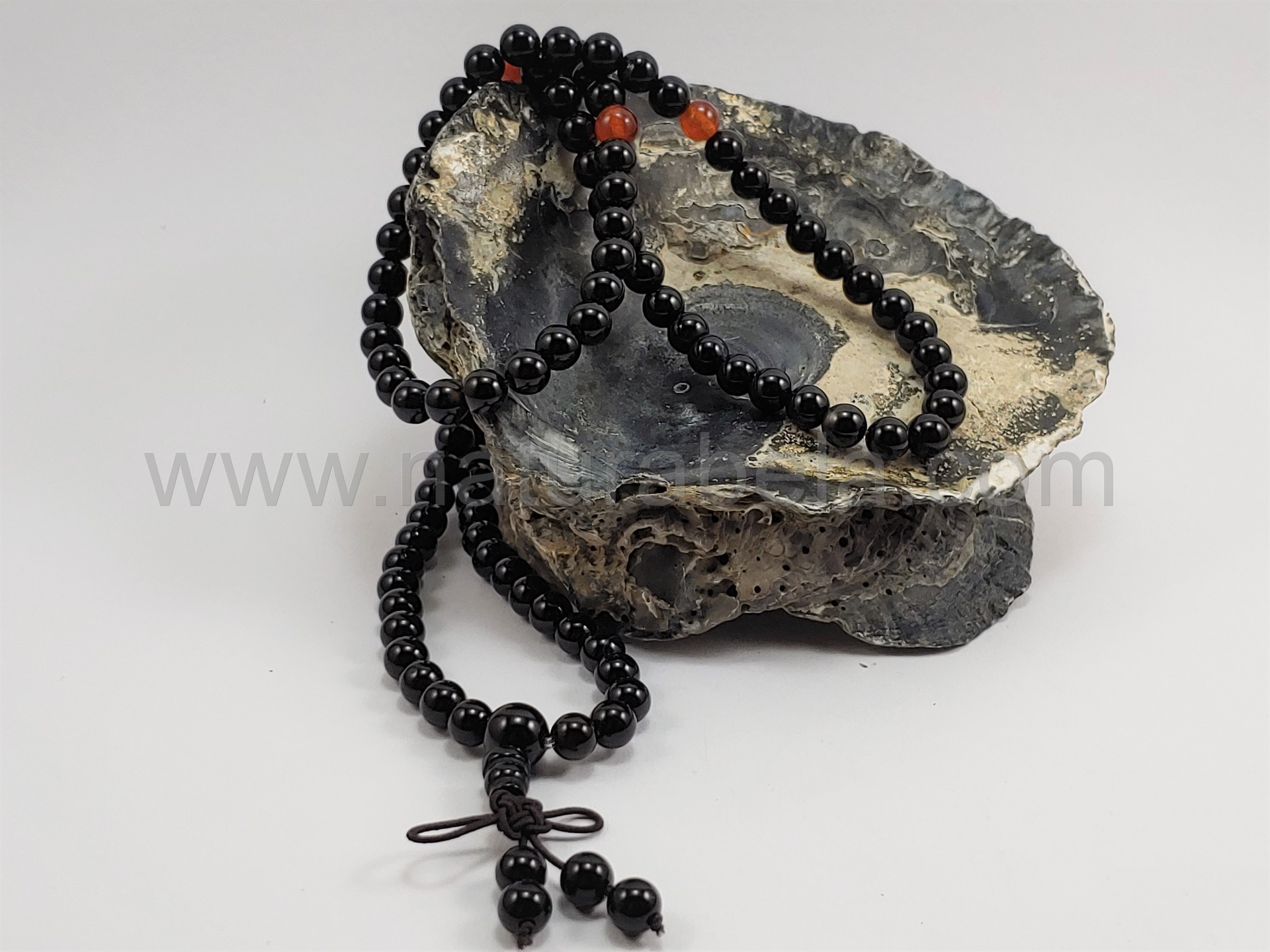 JapaMala 6mm de Ágata negra e Cornalina JapaMala 6mm de Ágata negra e Cornalina