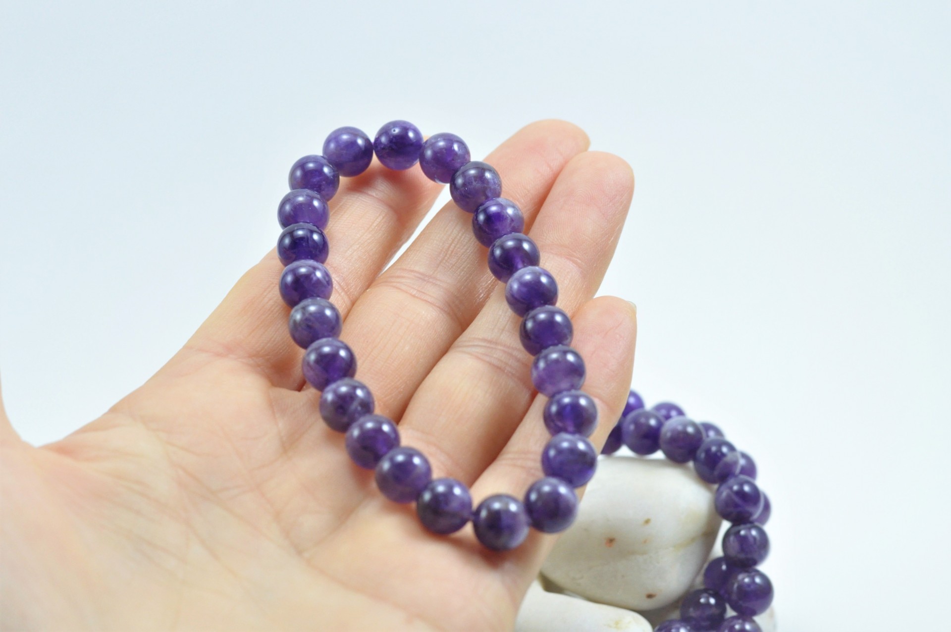 Pulseira de bolas Ametista 8mm Pulseira de bolas Ametista 8mm