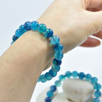 Pulseira de bolas Ágata Azul Pulseira de bolas Ágata Azul