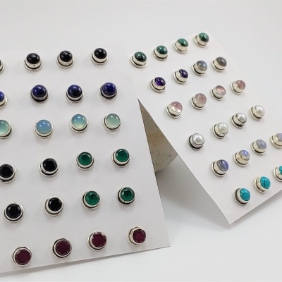 Brincos Prata com Cristais e Pedras Semi-Preciosas Brincos Prata com Cristais e Pedras Semi-Preciosas