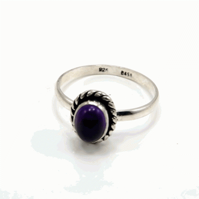 Anel Prata Corda com Ametista