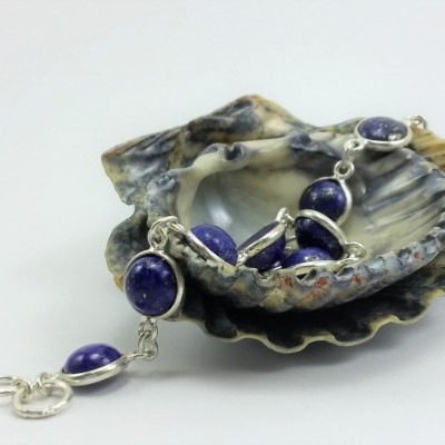 Pulseira em Prata com Lápis-Lazúli