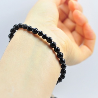 Pulseira Bolas Facetadas 4mm de Turmalina Negra EXTRA