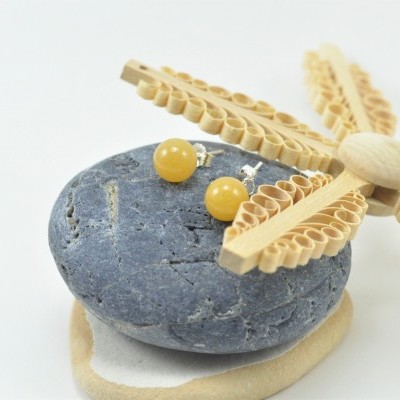 Brincos Bola Calcita com fecho em PRATA