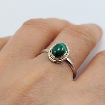 Anel em Prata com Malaquite
