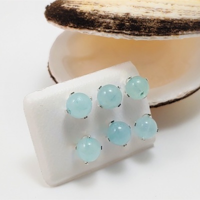 Brincos em prata com Bola de Água marinha 6mm