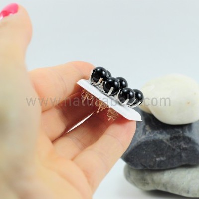 Brincos em prata com Bola 8mm de Turmalina Negra GARRA