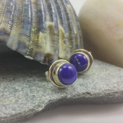 Brincos em Prata com pedra Lapis-lazúli