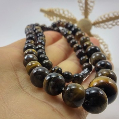 Colar clássico de bolas de Olho de Tigre