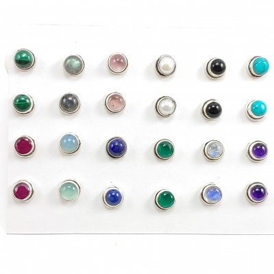 Brincos Prata com Cristais e Pedras Semi-Preciosas Brincos Prata com Cristais e Pedras Semi-Preciosas