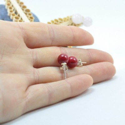 Brincos Bola Coral com fecho em PRATA