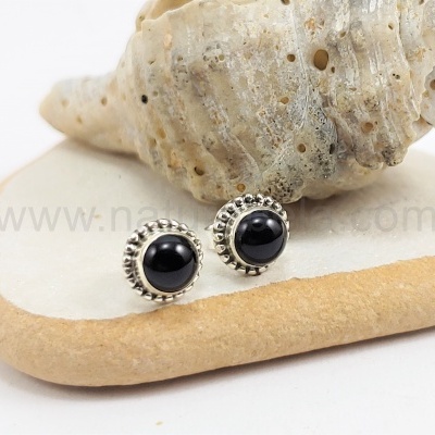 Brincos em Prata com Ónix