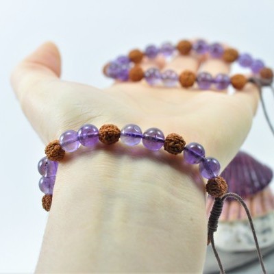 RudraBela Pulseira Rudraksha com Ametista RudraBela Pulseira Rudraksha com Ametista