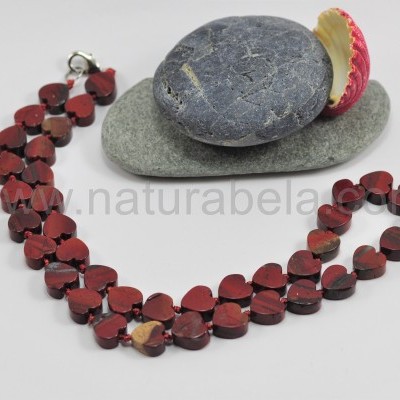 Colar Corações de Jaspe Vermelho