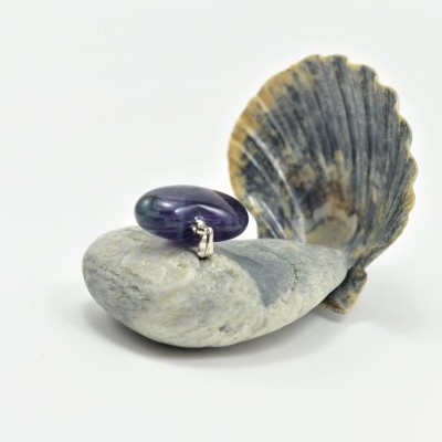 Pendente coração com pedra Fluorita