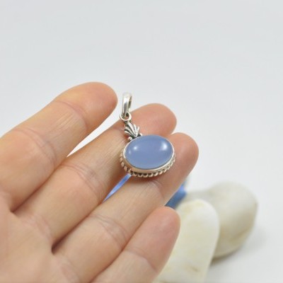 Pendente em prata com Calcedónia Azul