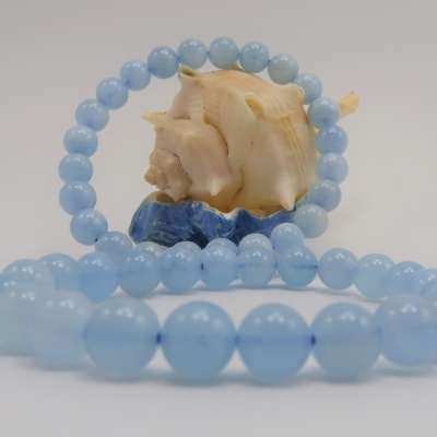 Pulseira bolas 8mm de Água Marinha